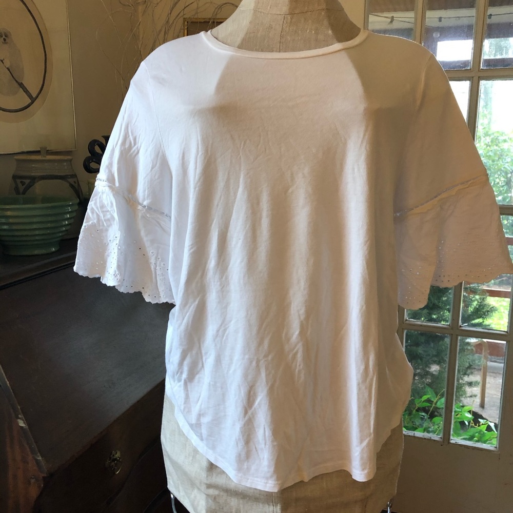 Loft white tshirt with eyelet details